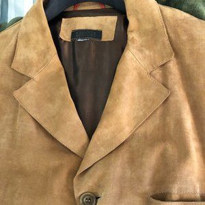 Tan 3 button silk lined Suede Jacket